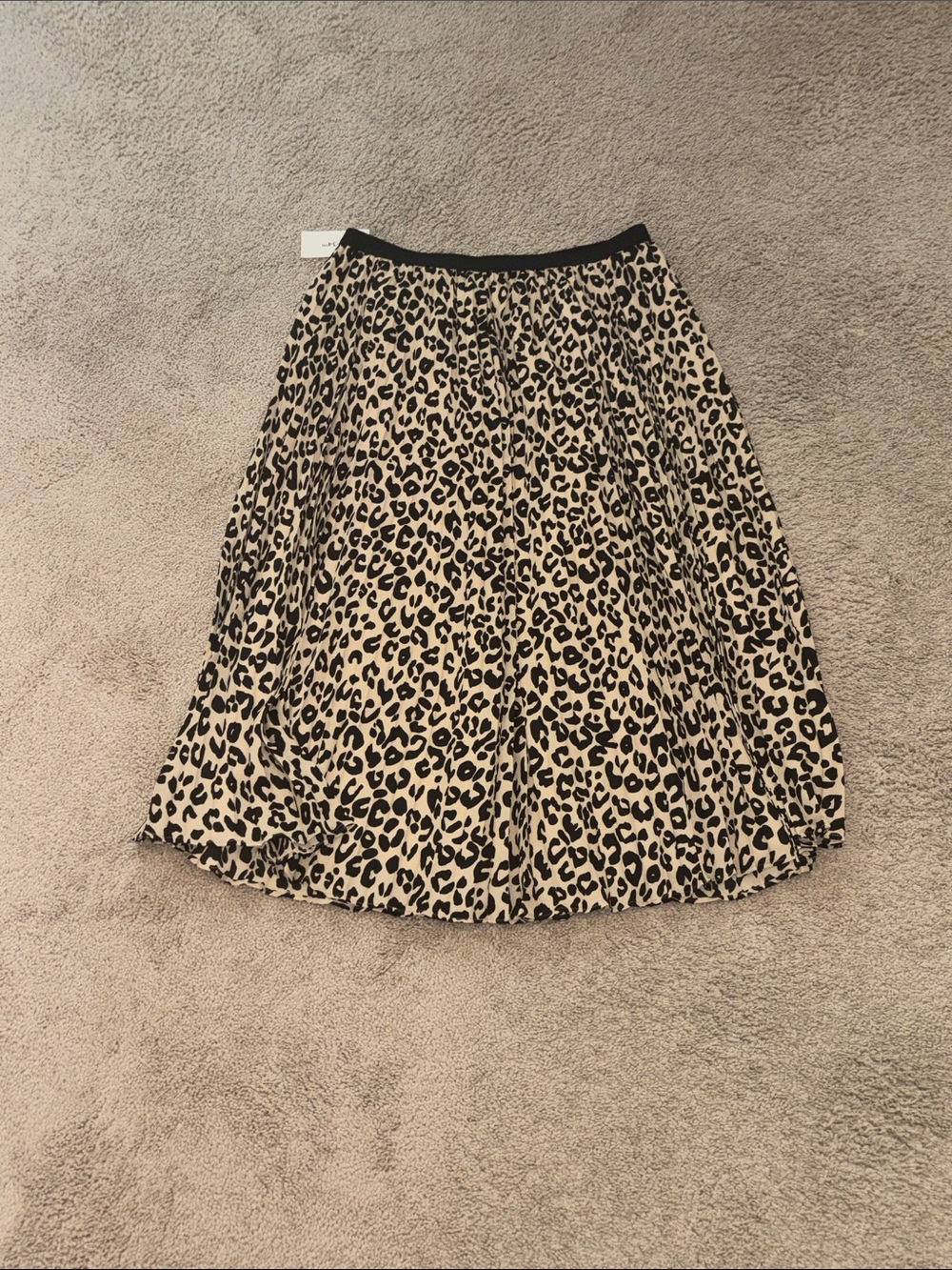 Leopard Print Midi Skirt in Beige and Black